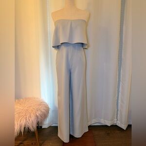 Missguided Strapless Light Blue Jumpsuit